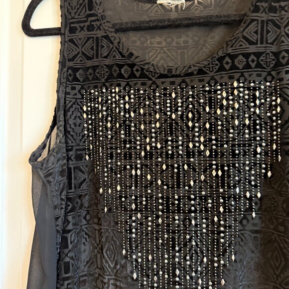 Long loose flowy sheer black tunic women's plus flattering XL - Picture 2 of 7